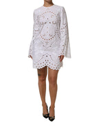 Weißes, tailliertes Mini-Kleid mit Cut-Outs