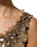 Gold Pailletten-Nylon-A-Linien-Minikleid