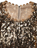 Gold Pailletten-Nylon-A-Linien-Minikleid