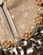 Gold Pailletten-Nylon-A-Linien-Minikleid
