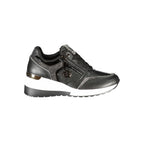 Schwarzer Polyurethan-Sneaker für Damen