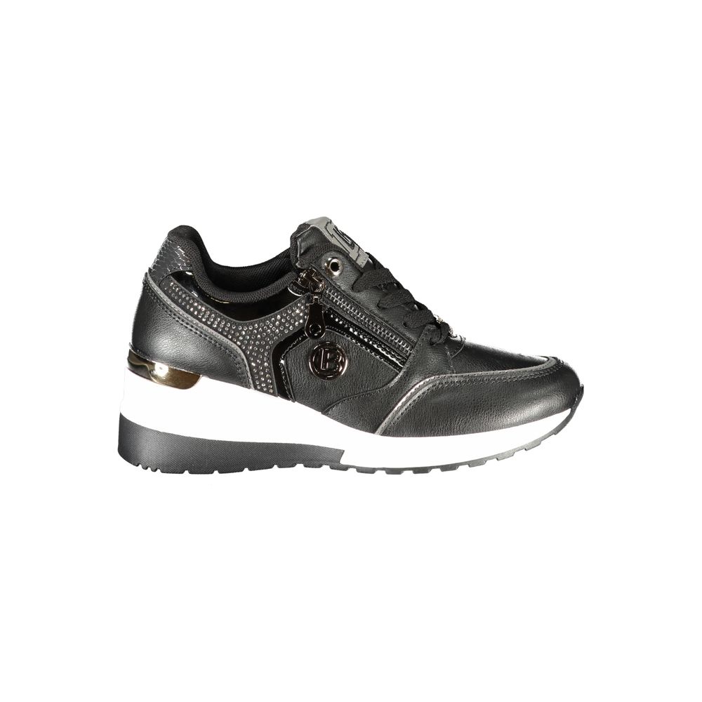 Schwarzer Polyurethan-Sneaker für Damen
