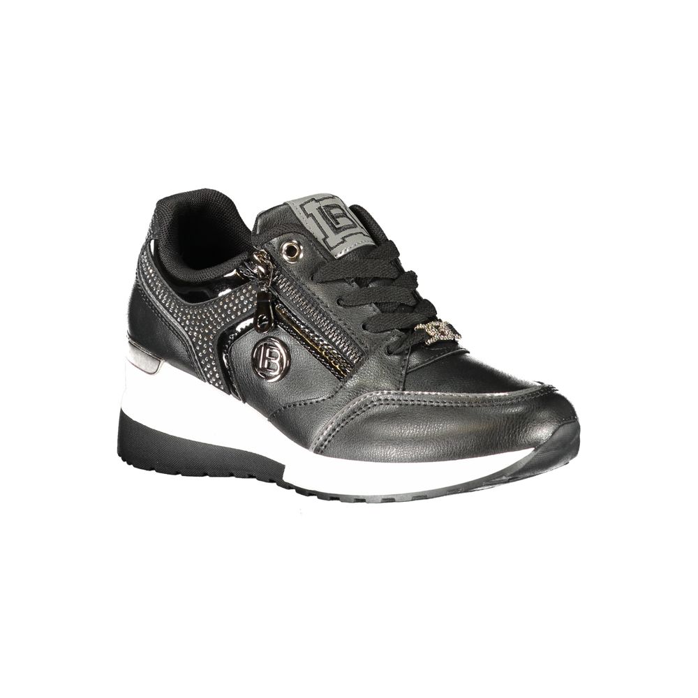 Schwarzer Polyurethan-Sneaker für Damen