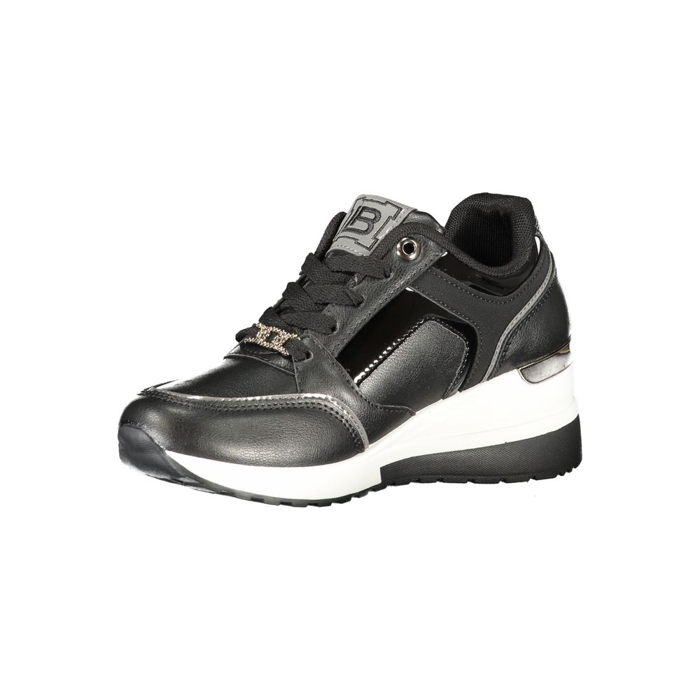 Schwarzer Polyurethan-Sneaker für Damen