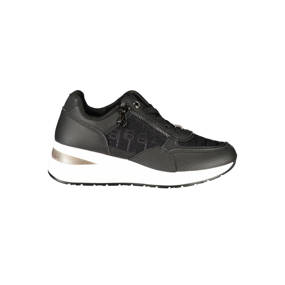 Schwarzer Polyurethan-Damen-Sneaker