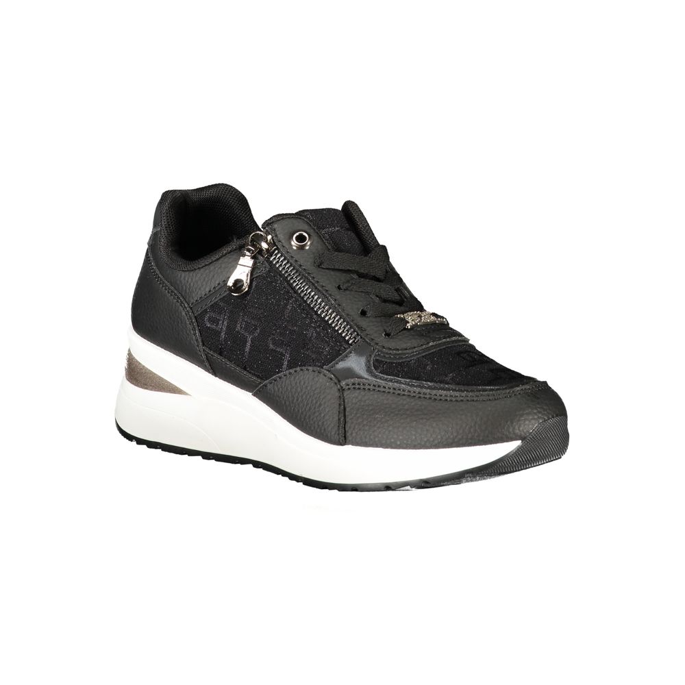 Schwarzer Polyurethan-Damen-Sneaker