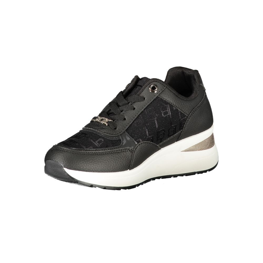 Schwarzer Polyurethan-Damen-Sneaker