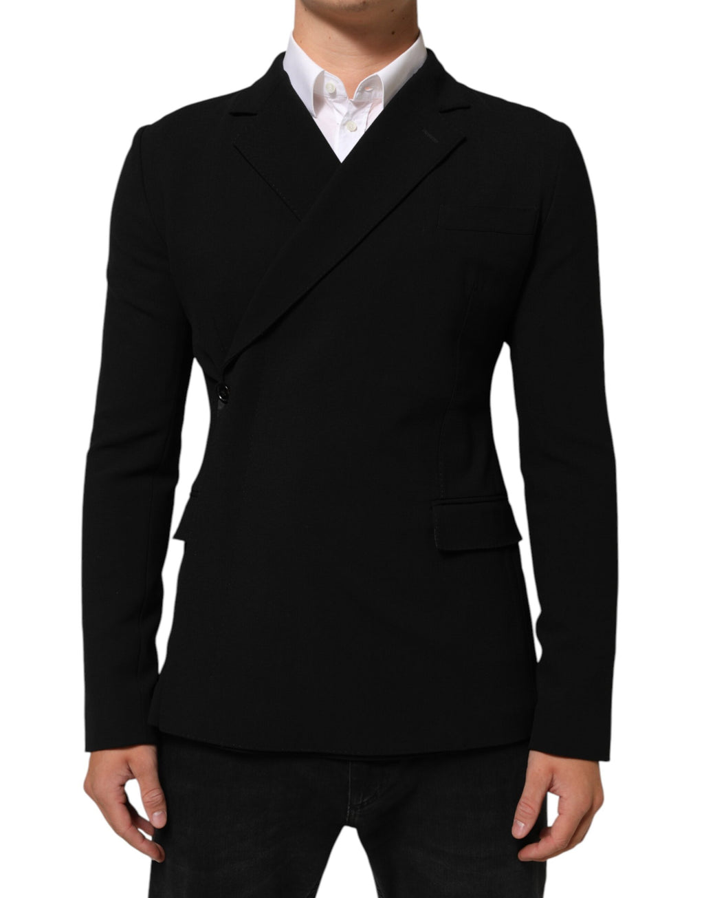 Black Wool Double Breasted Men's Jacket Blazer