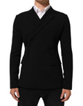Black Wool Double Breasted Men's Jacket Blazer