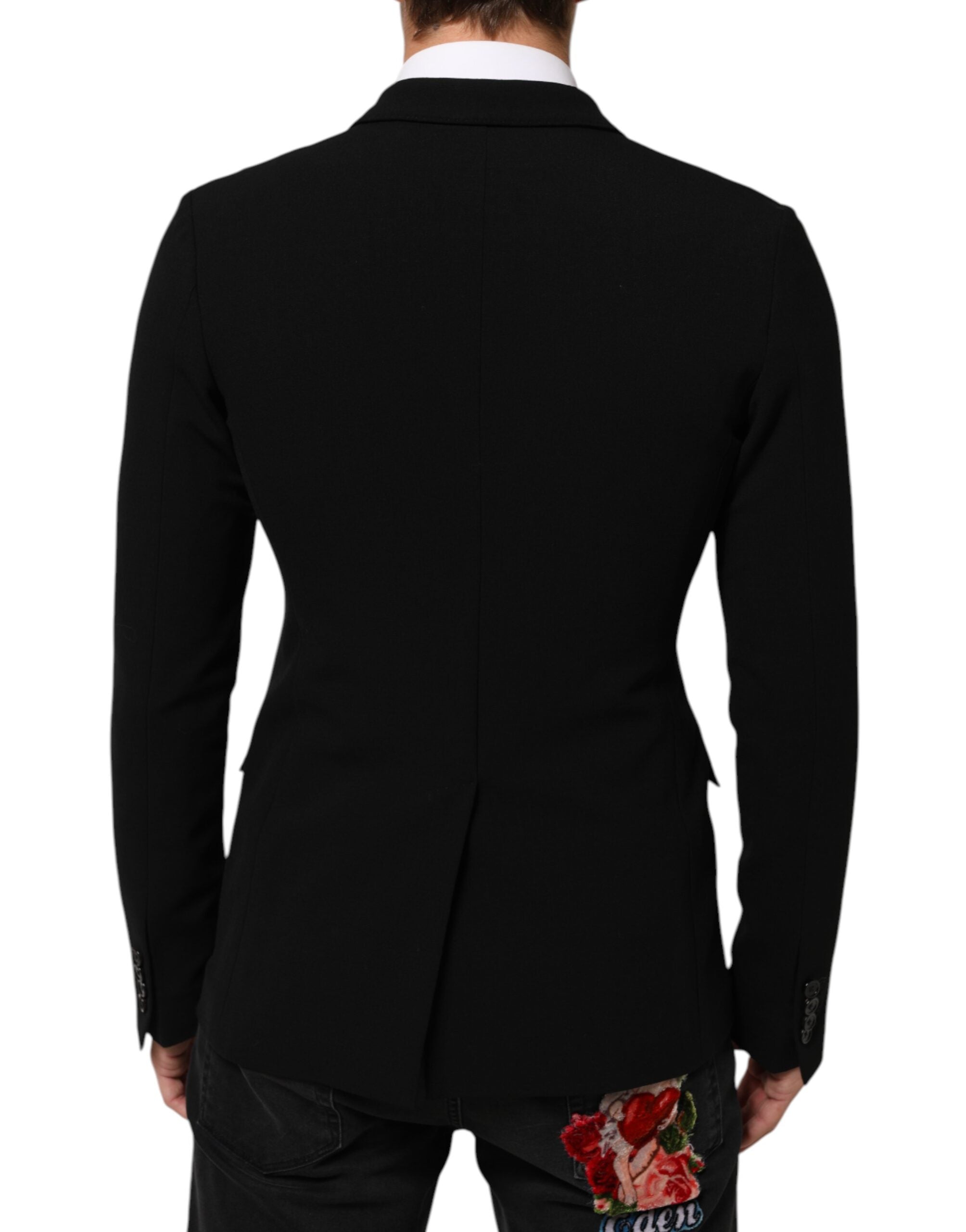 Black Wool Double Breasted Men's Jacket Blazer