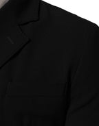 Black Wool Double Breasted Men's Jacket Blazer