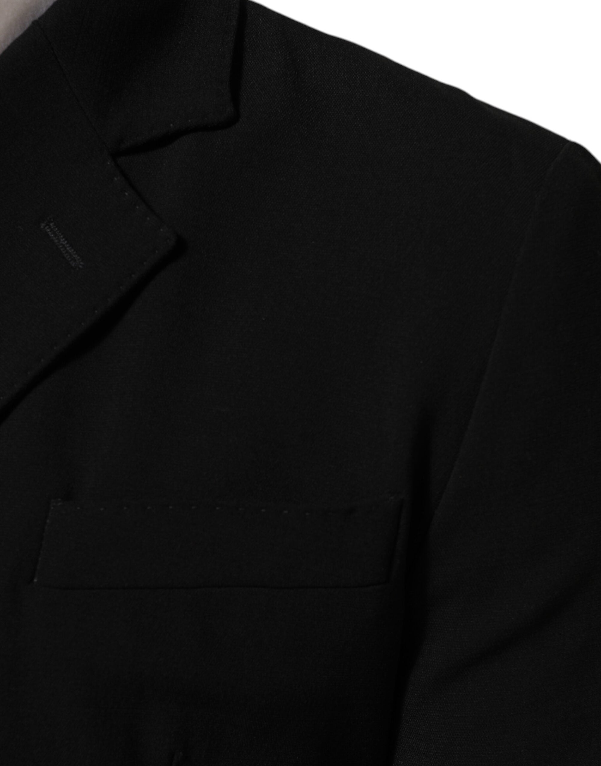 Black Wool Double Breasted Men's Jacket Blazer