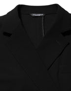 Black Wool Double Breasted Men's Jacket Blazer