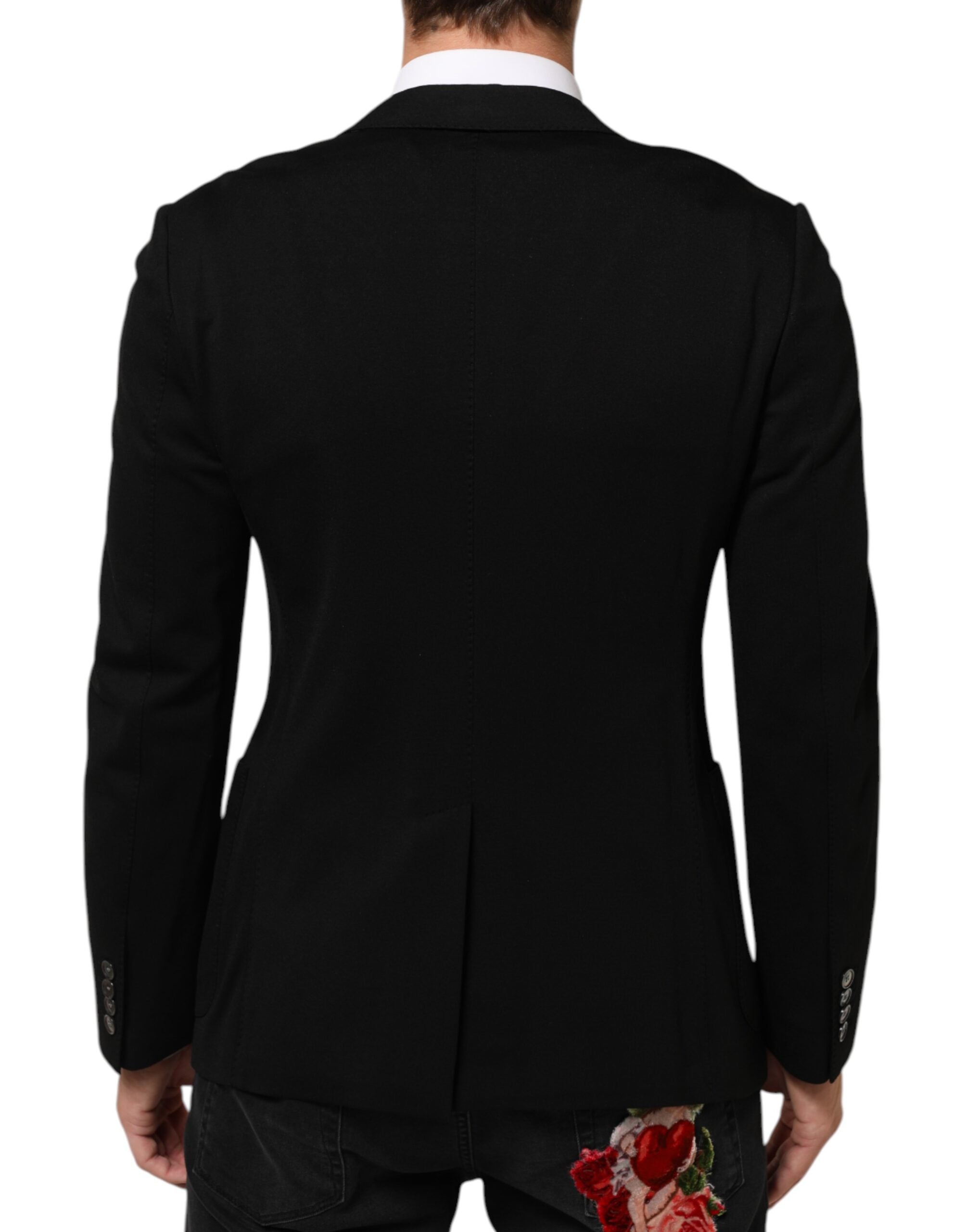 Black Viscose 2 Buttons Suit Jacket Blazer