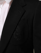 Black Viscose 2 Buttons Suit Jacket Blazer