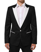 Schwarz-weißer MARTINI 1-Knopf-Herrenanzug-Blazer