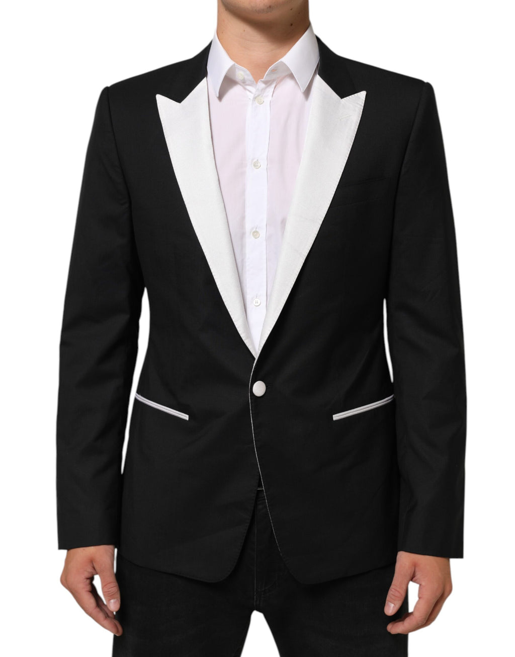 Schwarz-weißer MARTINI 1-Knopf-Herrenanzug-Blazer