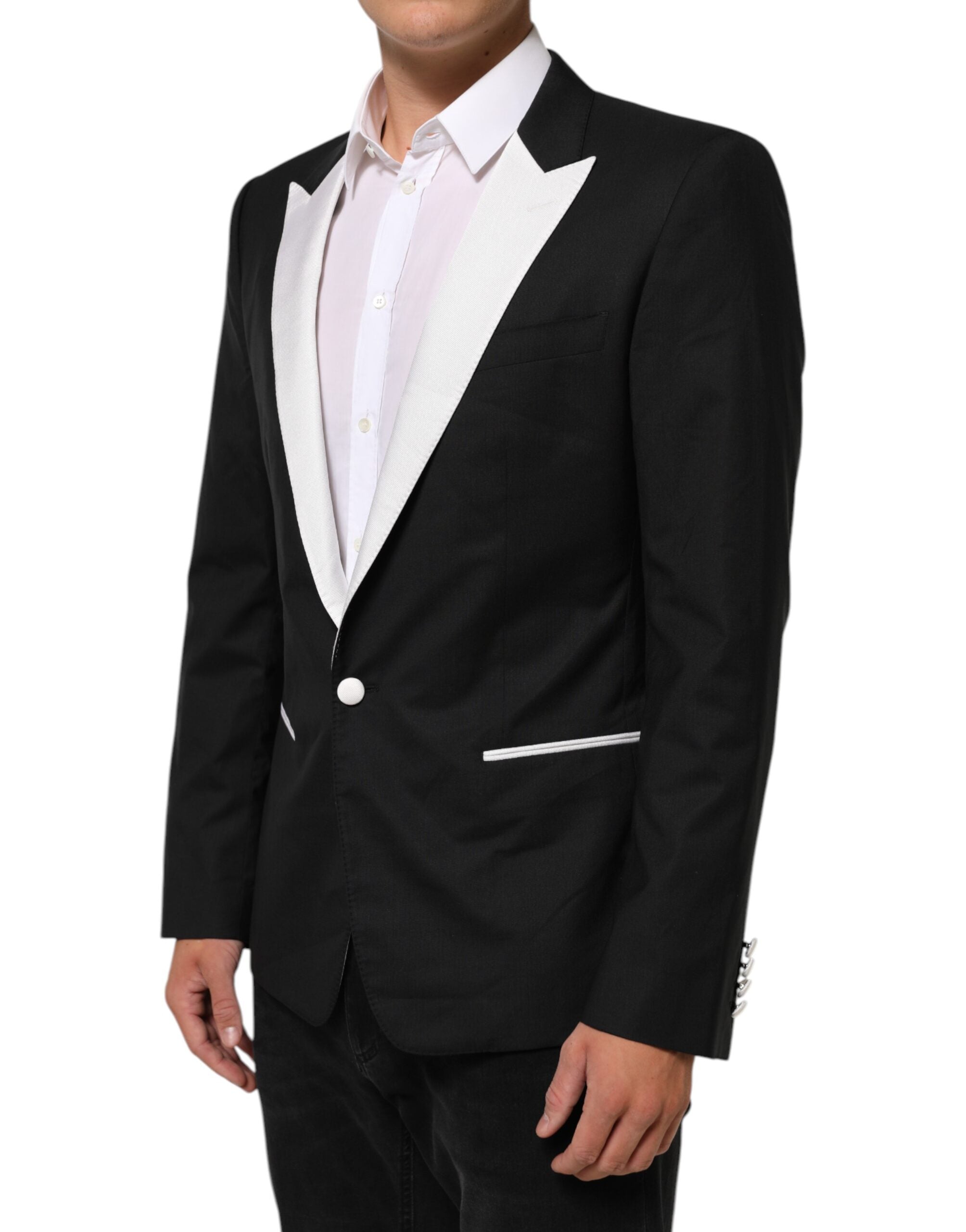 Schwarz-weißer MARTINI 1-Knopf-Herrenanzug-Blazer