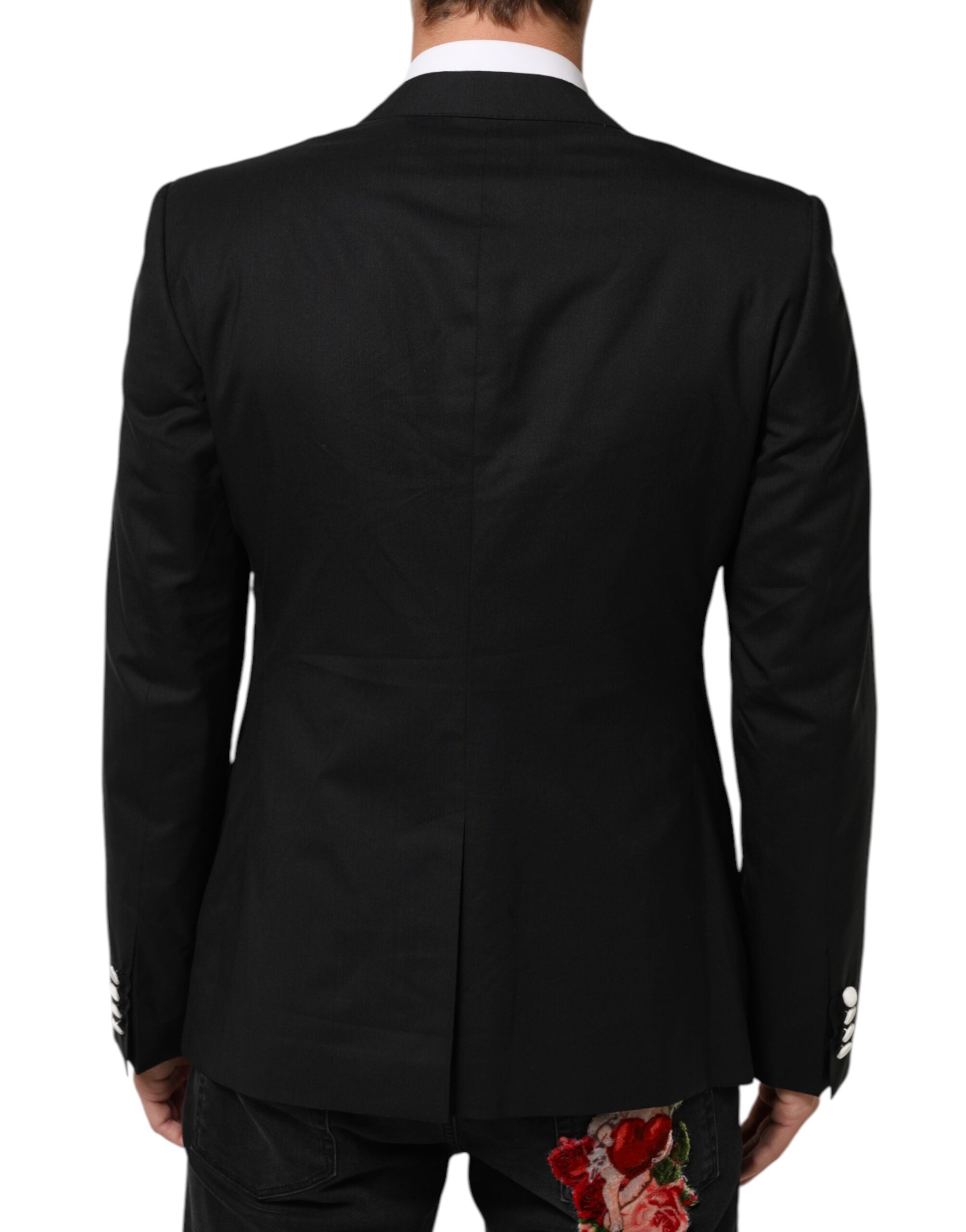 Schwarz-weißer MARTINI 1-Knopf-Herrenanzug-Blazer
