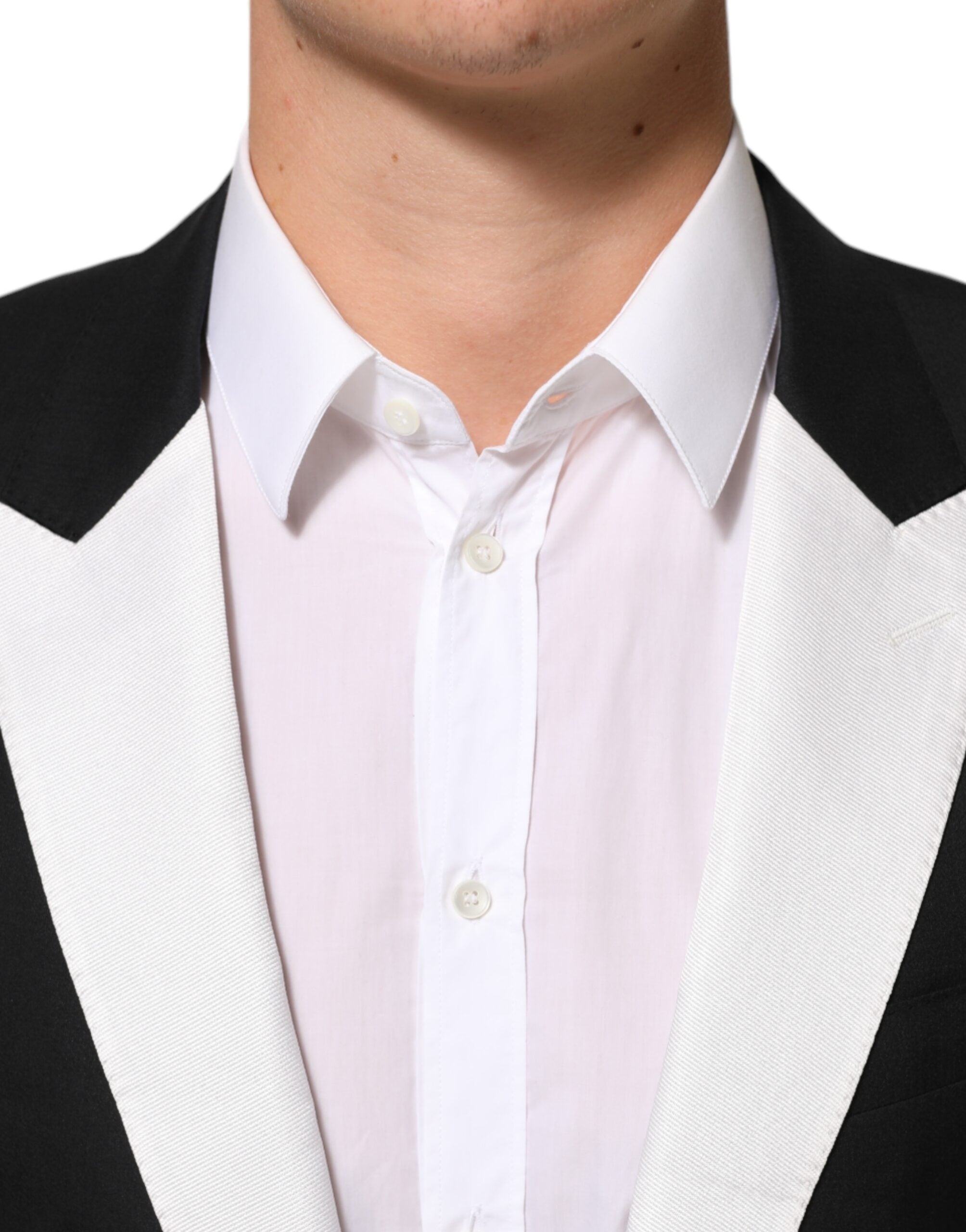 Schwarz-weißer MARTINI 1-Knopf-Herrenanzug-Blazer