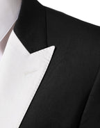 Schwarz-weißer MARTINI 1-Knopf-Herrenanzug-Blazer