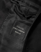 Black Wool GOLD 1 Button Men Suit Blazer