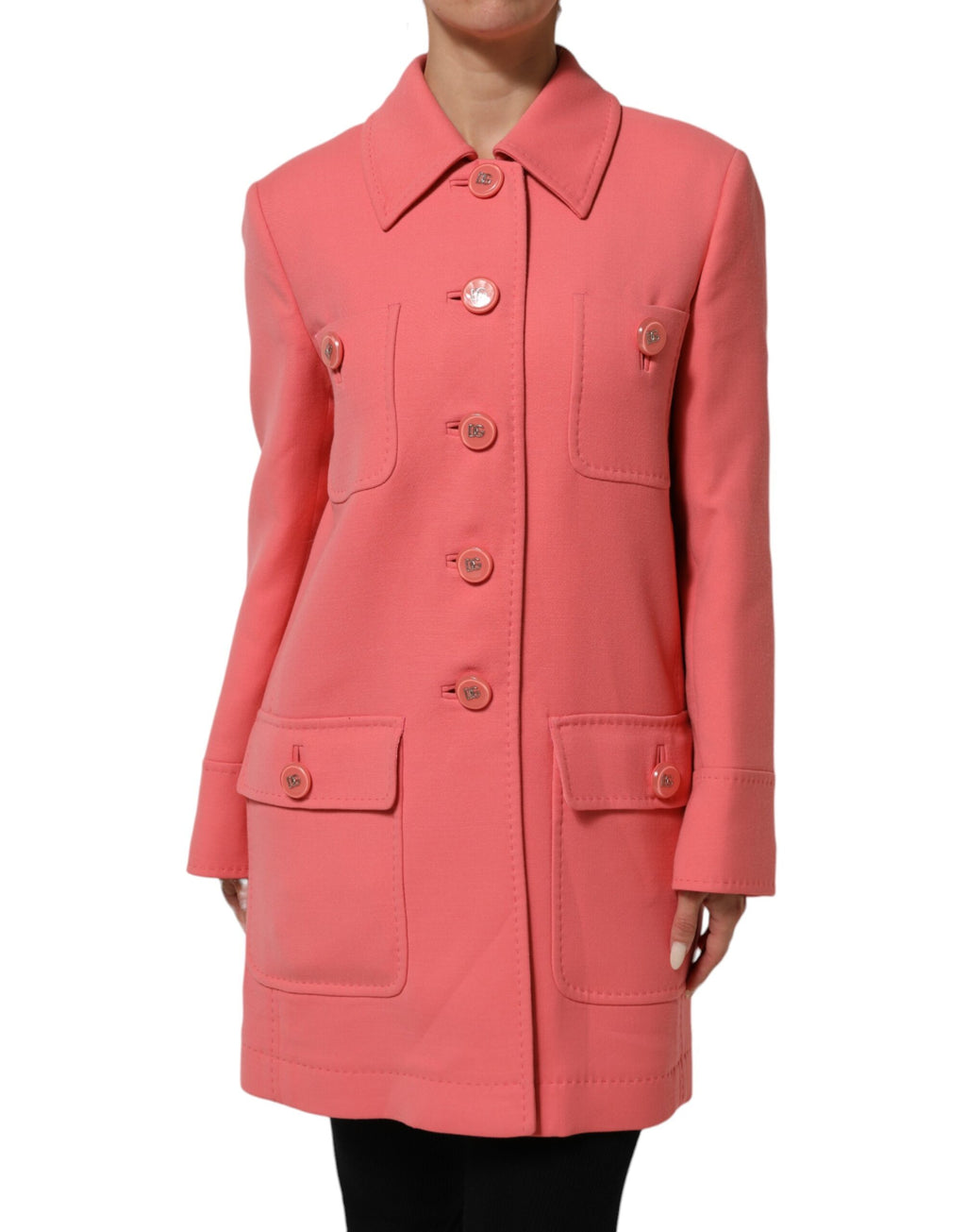 Rosa geknöpfte Trenchcoat-Jacke