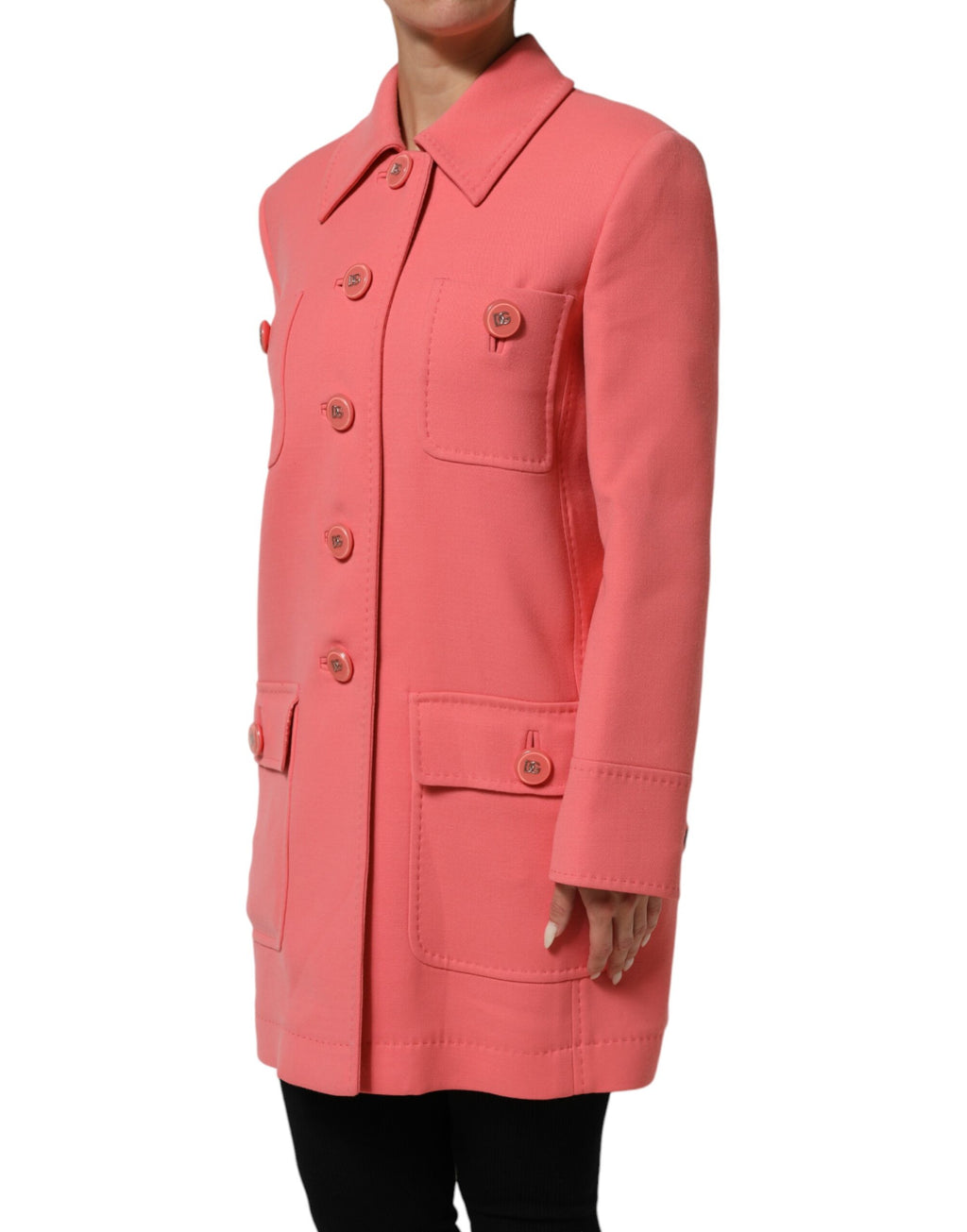Rosa geknöpfte Trenchcoat-Jacke