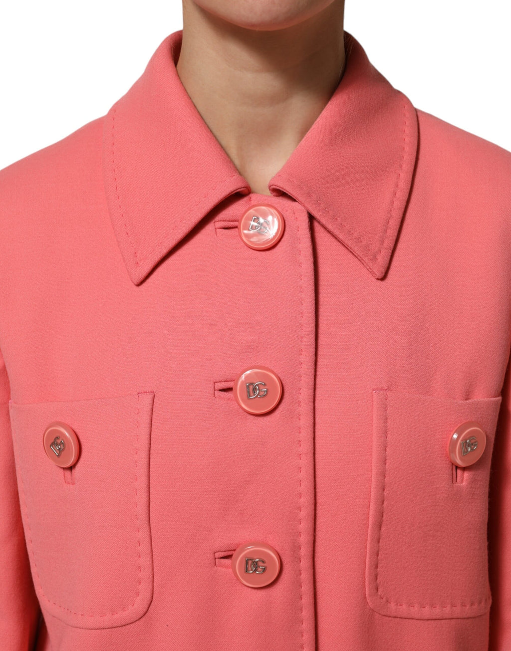 Rosa geknöpfte Trenchcoat-Jacke
