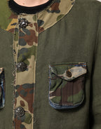 Brown Camouflage Linen Button Down Jacket