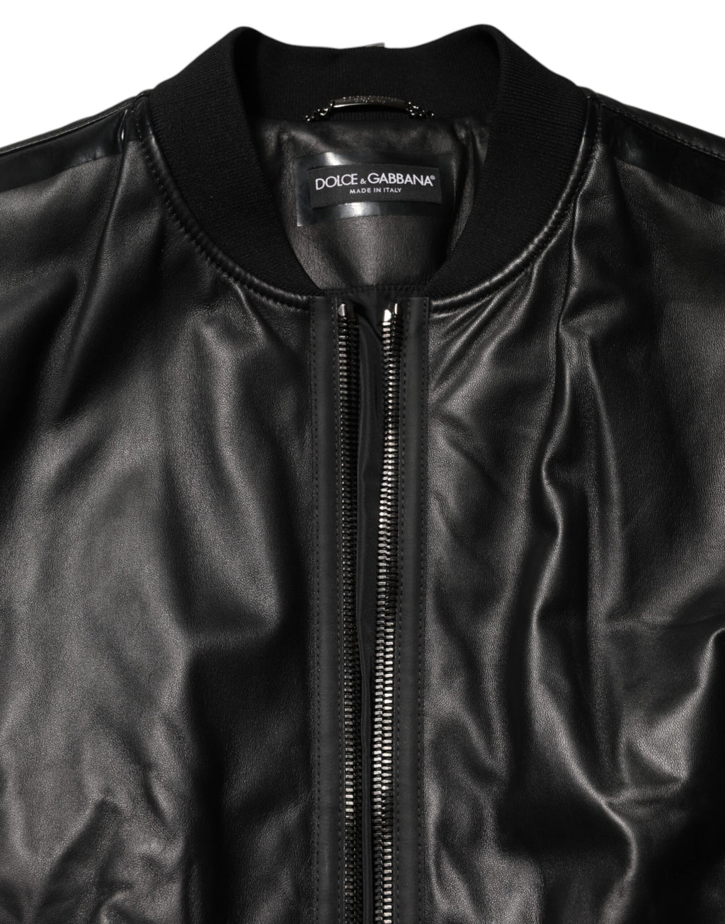 Schwarze Blousonjacke aus Leder und Nylon mit Reißverschluss