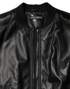 Schwarze Blousonjacke aus Leder und Nylon mit Reißverschluss