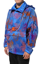 Blauer Tie-Dye Kapuzenpullover mit Logo