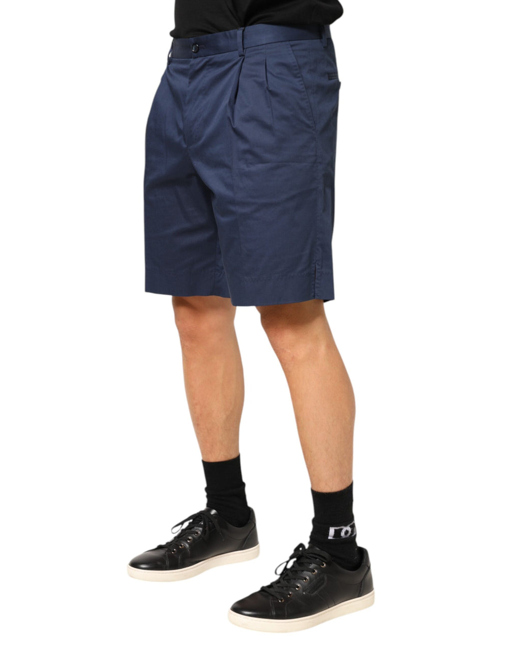 Bermuda-Shorts aus Stretch-Baumwolle mit mittlerer Bundhöhe, blau
