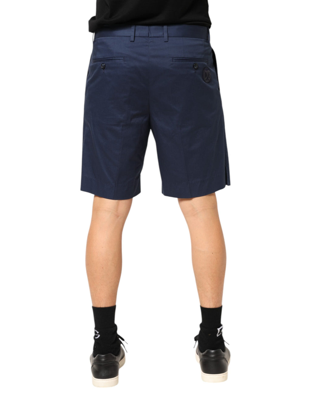 Bermuda-Shorts aus Stretch-Baumwolle mit mittlerer Bundhöhe, blau