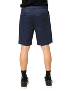 Bermuda-Shorts aus Stretch-Baumwolle mit mittlerer Bundhöhe, blau