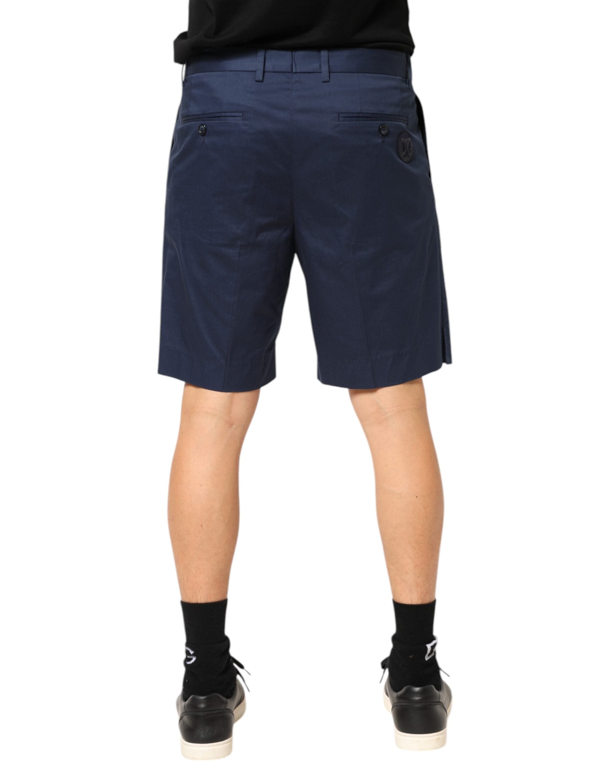 Bermuda-Shorts aus Stretch-Baumwolle mit mittlerer Bundhöhe, blau