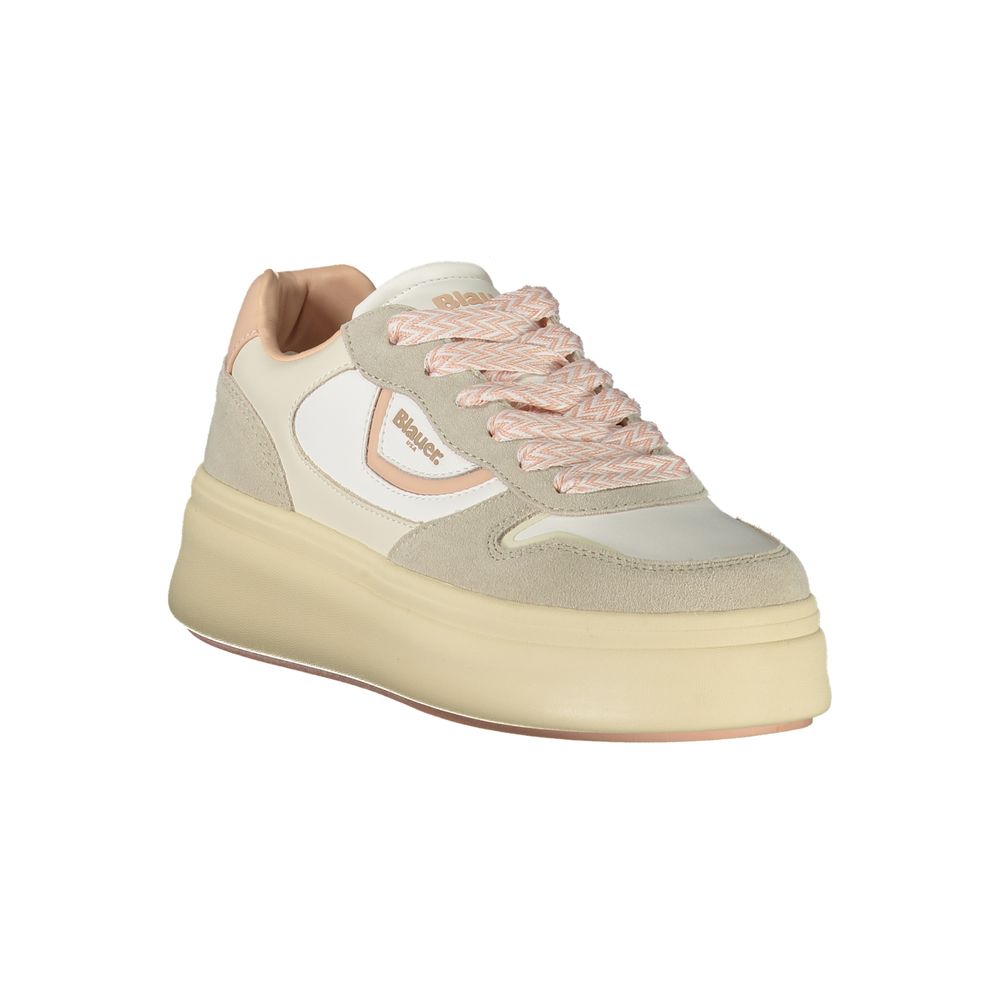 White Polyurethane Women Sneaker