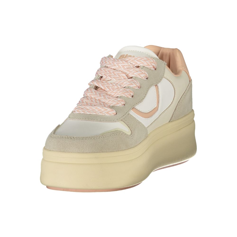 White Polyurethane Women Sneaker