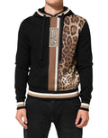 Kapuzenpullover mit schwarzem Leoparden-Logo