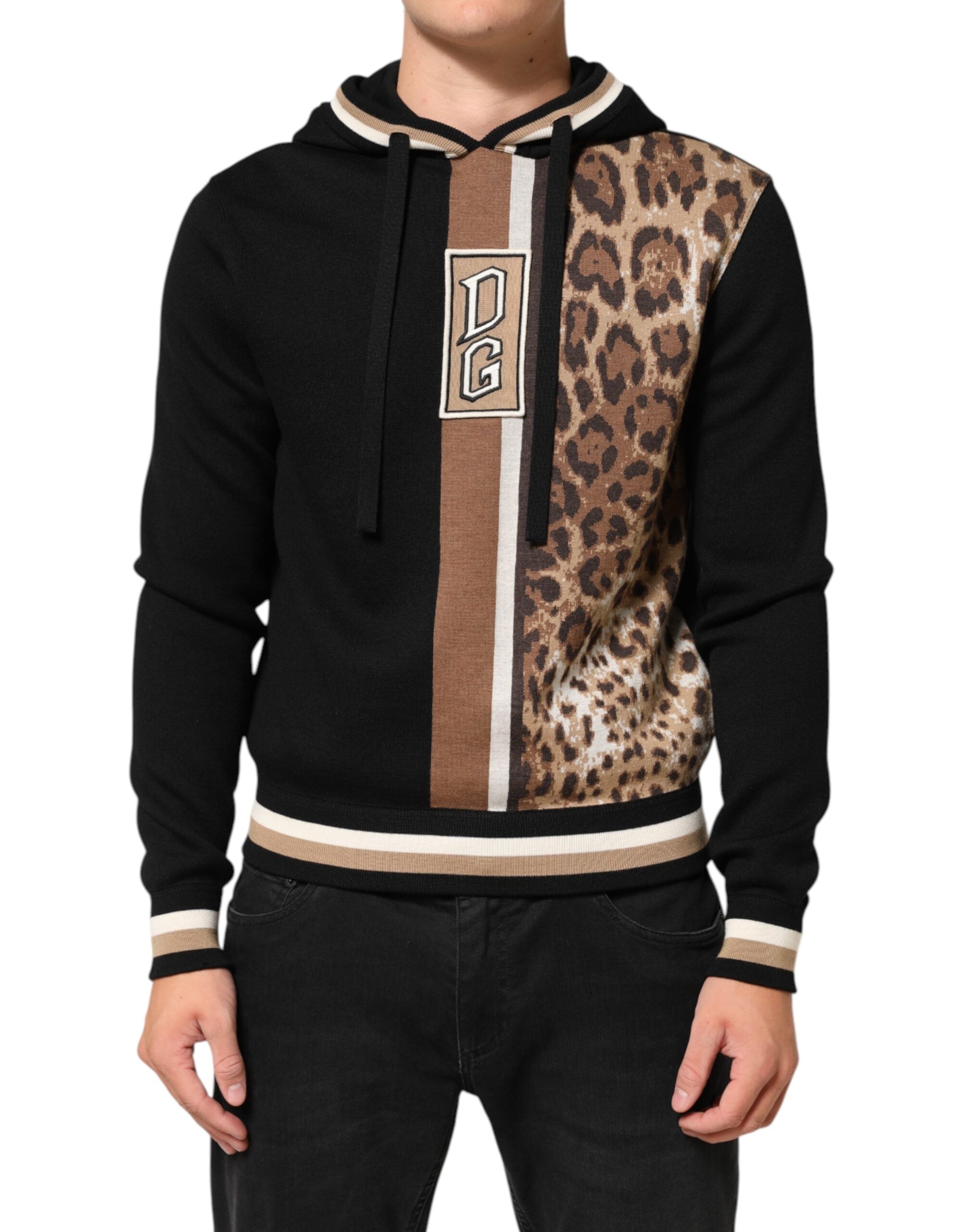 Kapuzenpullover mit schwarzem Leoparden-Logo
