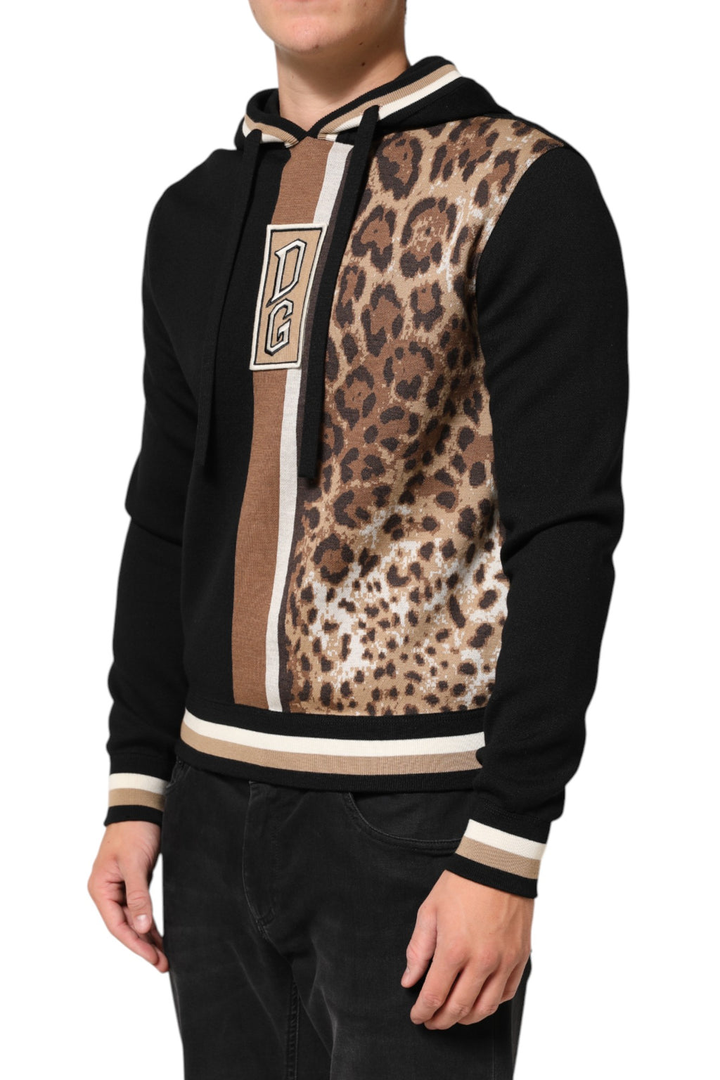 Kapuzenpullover mit schwarzem Leoparden-Logo