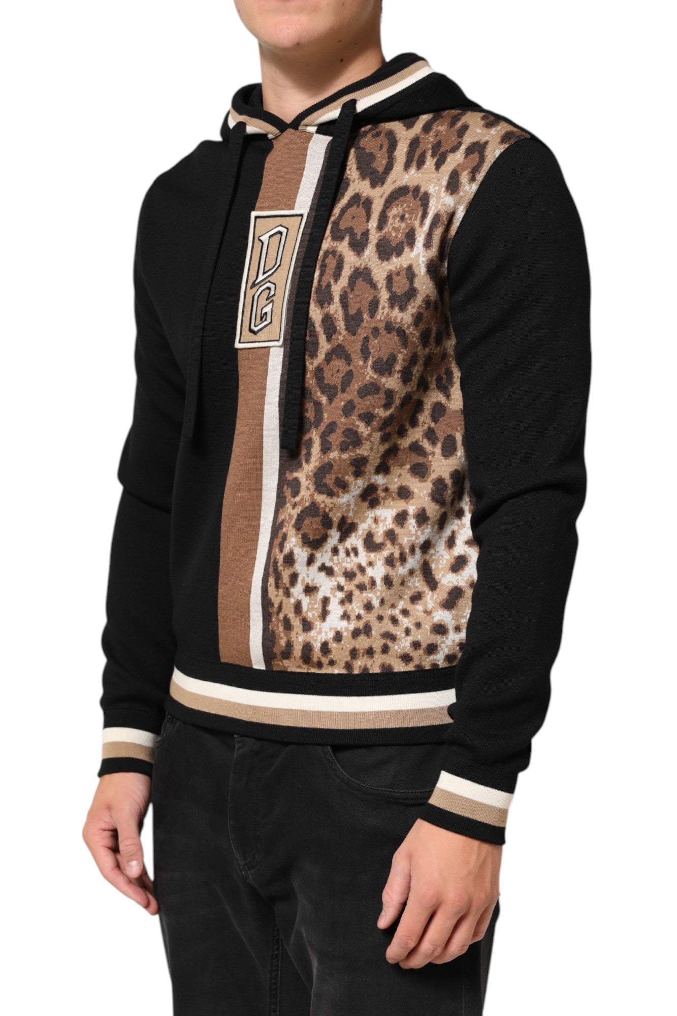 Kapuzenpullover mit schwarzem Leoparden-Logo