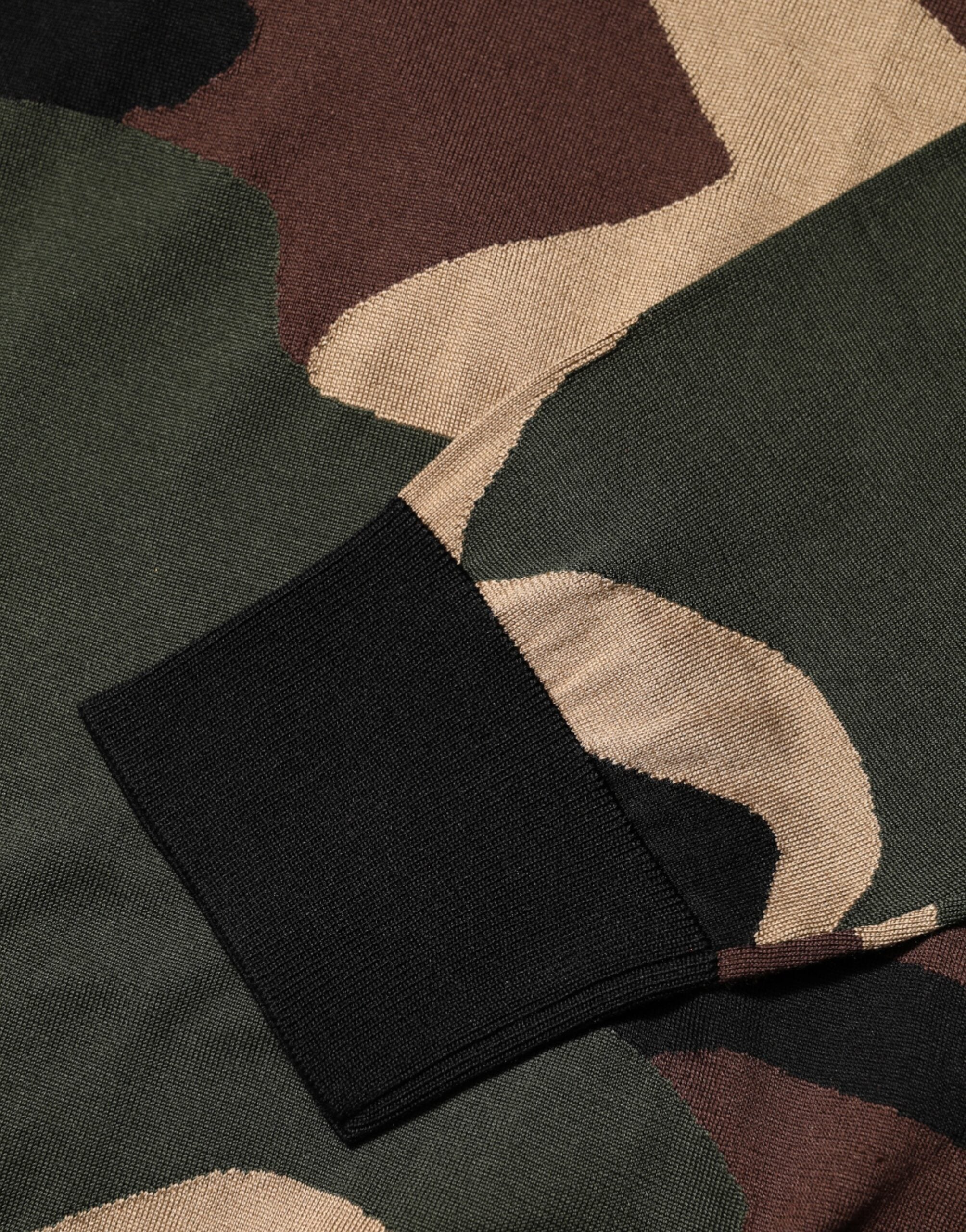 Multicolor Camouflage Rundhals Herren Pullover