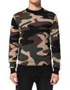 Multicolor Camouflage Rundhals Herren Pullover