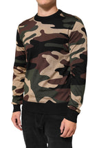 Multicolor Camouflage Rundhals Herren Pullover
