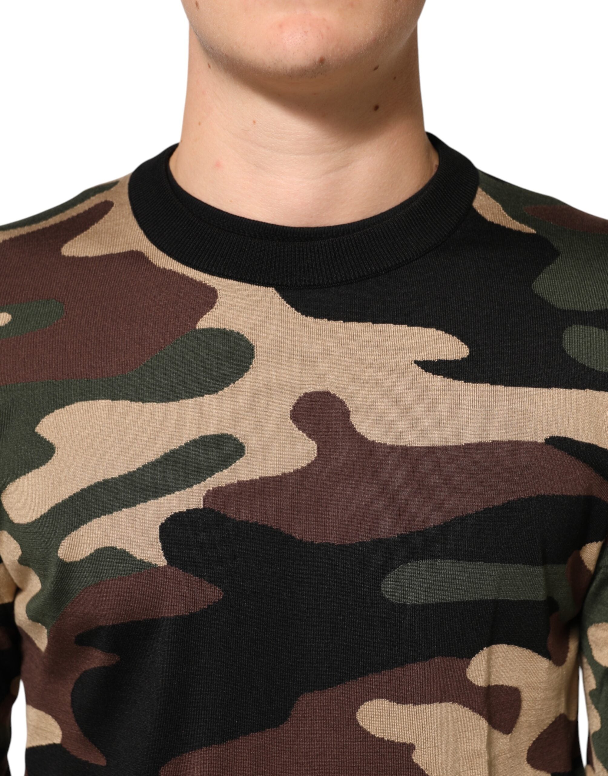 Multicolor Camouflage Rundhals Herren Pullover