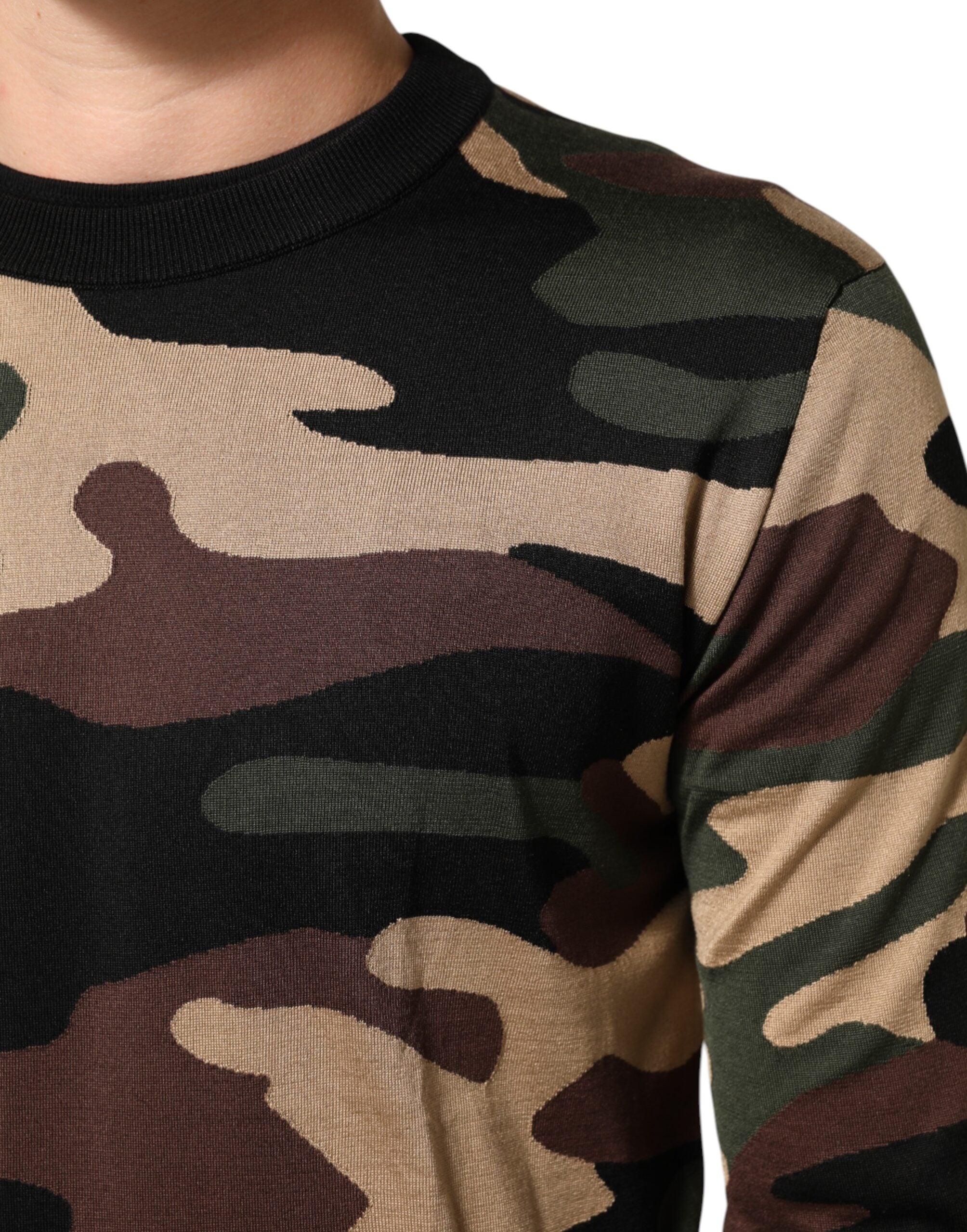 Multicolor Camouflage Rundhals Herren Pullover