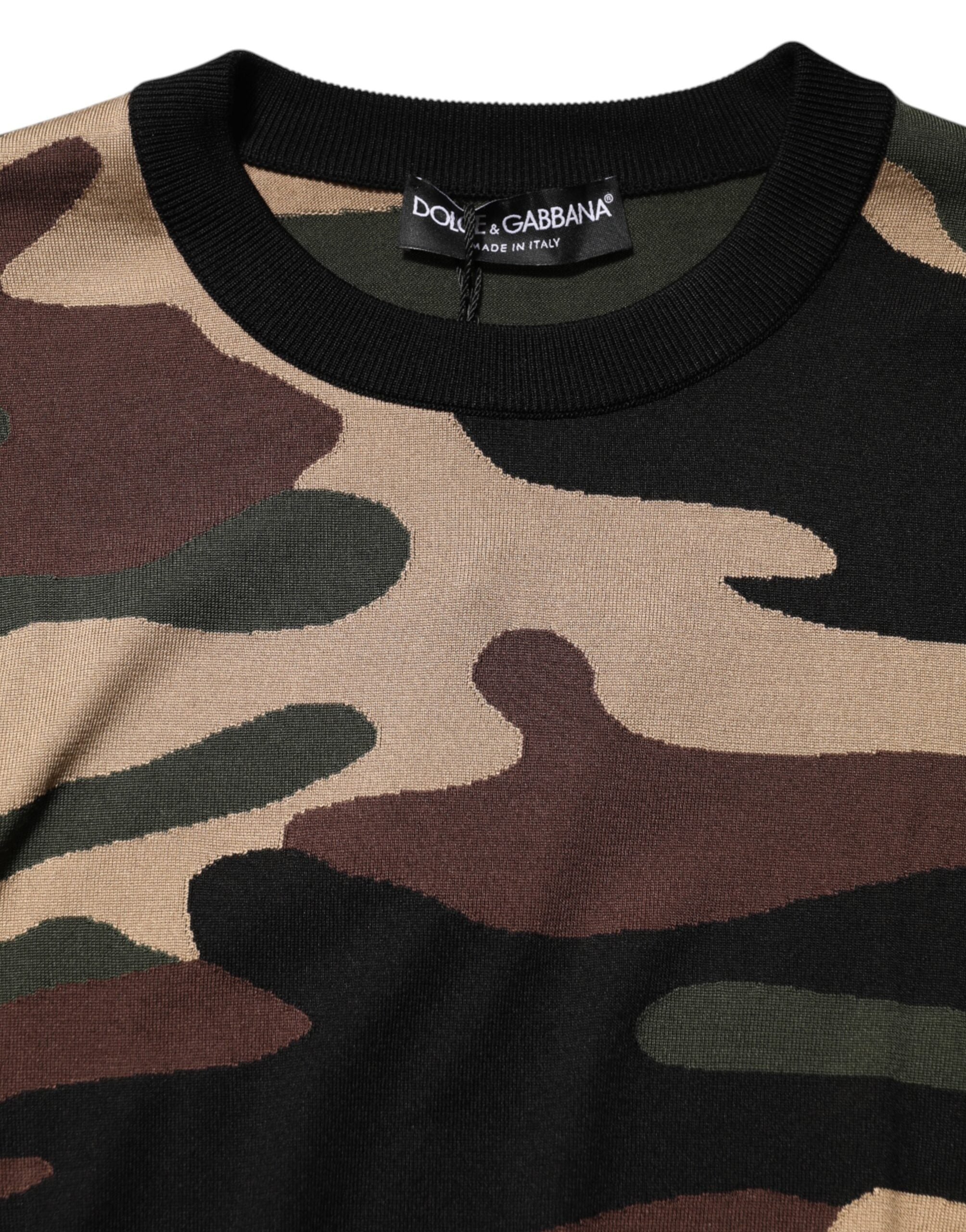 Multicolor Camouflage Rundhals Herren Pullover