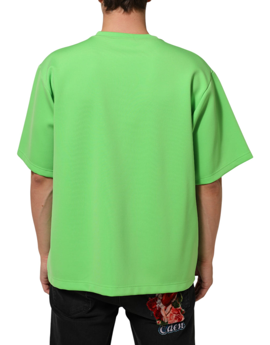 Grünes T-Shirt mit Rundhalsausschnitt und kurzen Ärmeln, mit Logo